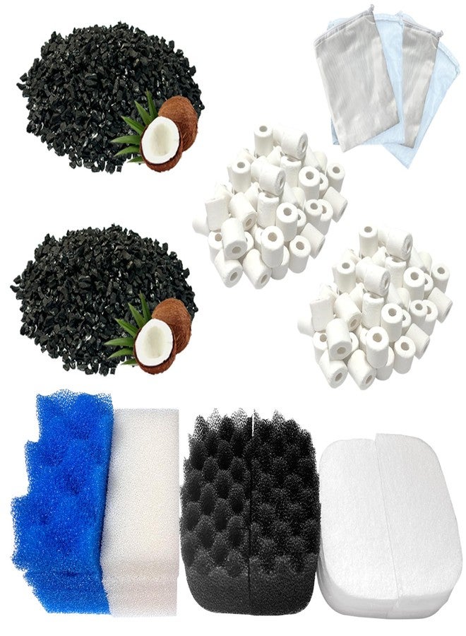 beaufan 24 Sets Aquarium Replacement Media Maintenance Kit Compatible with Fluval 106 & 107 Canister Filters, Including Bio Sponge Filters, Activated Carbons, Ceramic Rings, Mesh Bags, Filter Pads - Image 1